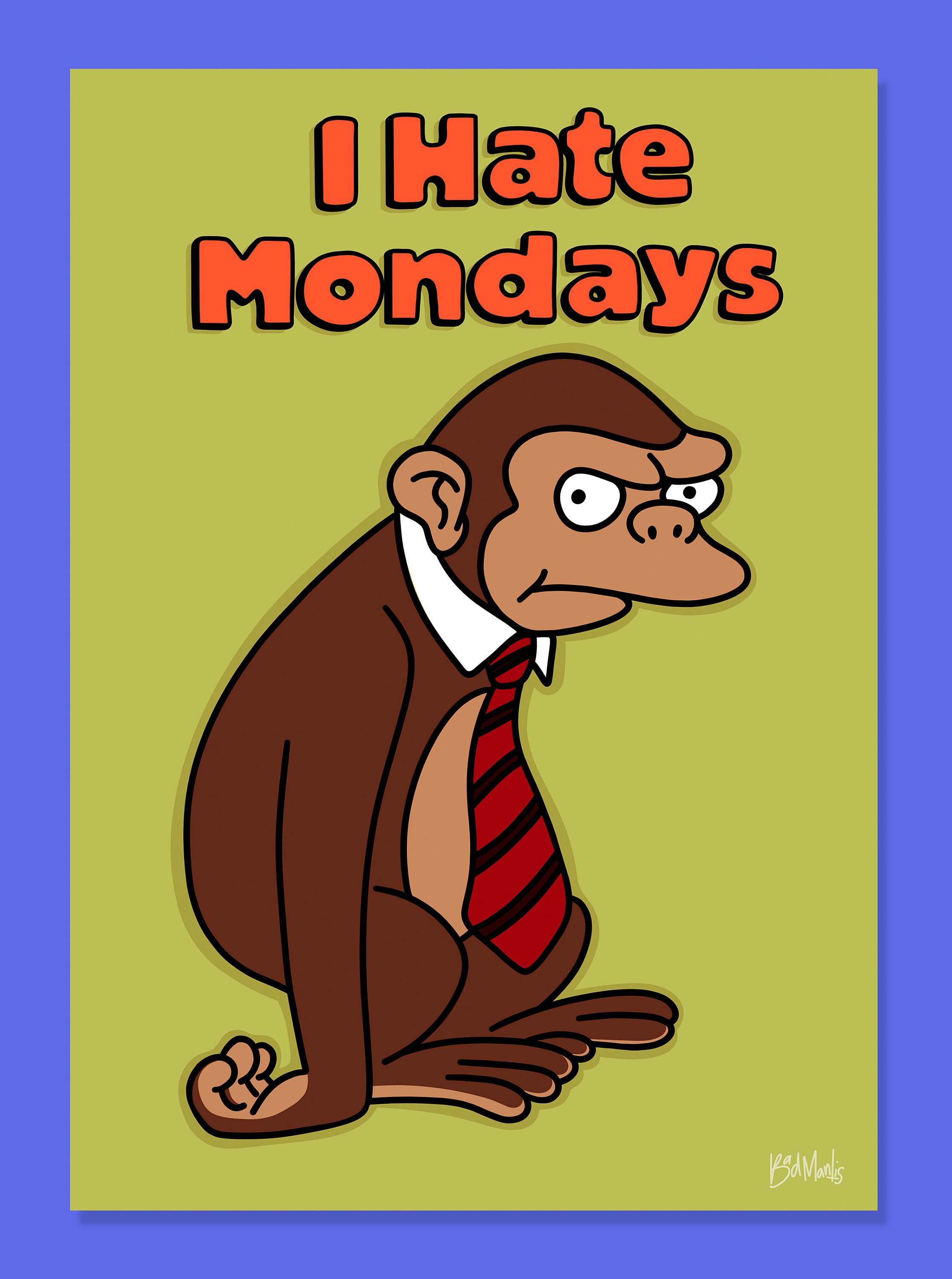 Futurama Monday Monkey Poster - I Hate Mondays Office Print - Etsy