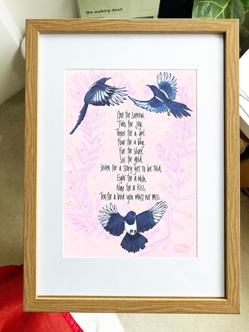 Magpie Nursery Rhyme Art Print - Baby Girl Room Decor - Etsy