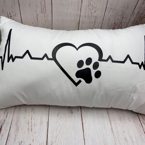 Dog Throw Pillow Cover - Paw Print Heartbeat - 12x20 Throw Pillow Cover