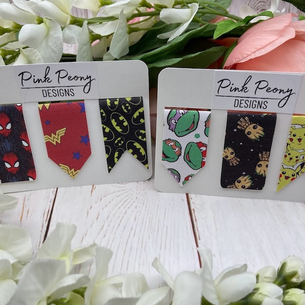 Superhero Faux Leather Bookmark sets