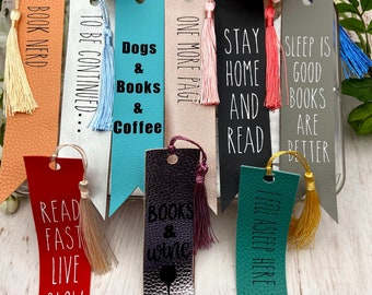 Faux Leather Bookmarks with tassels, Classic Bookmark, Reading Accessories