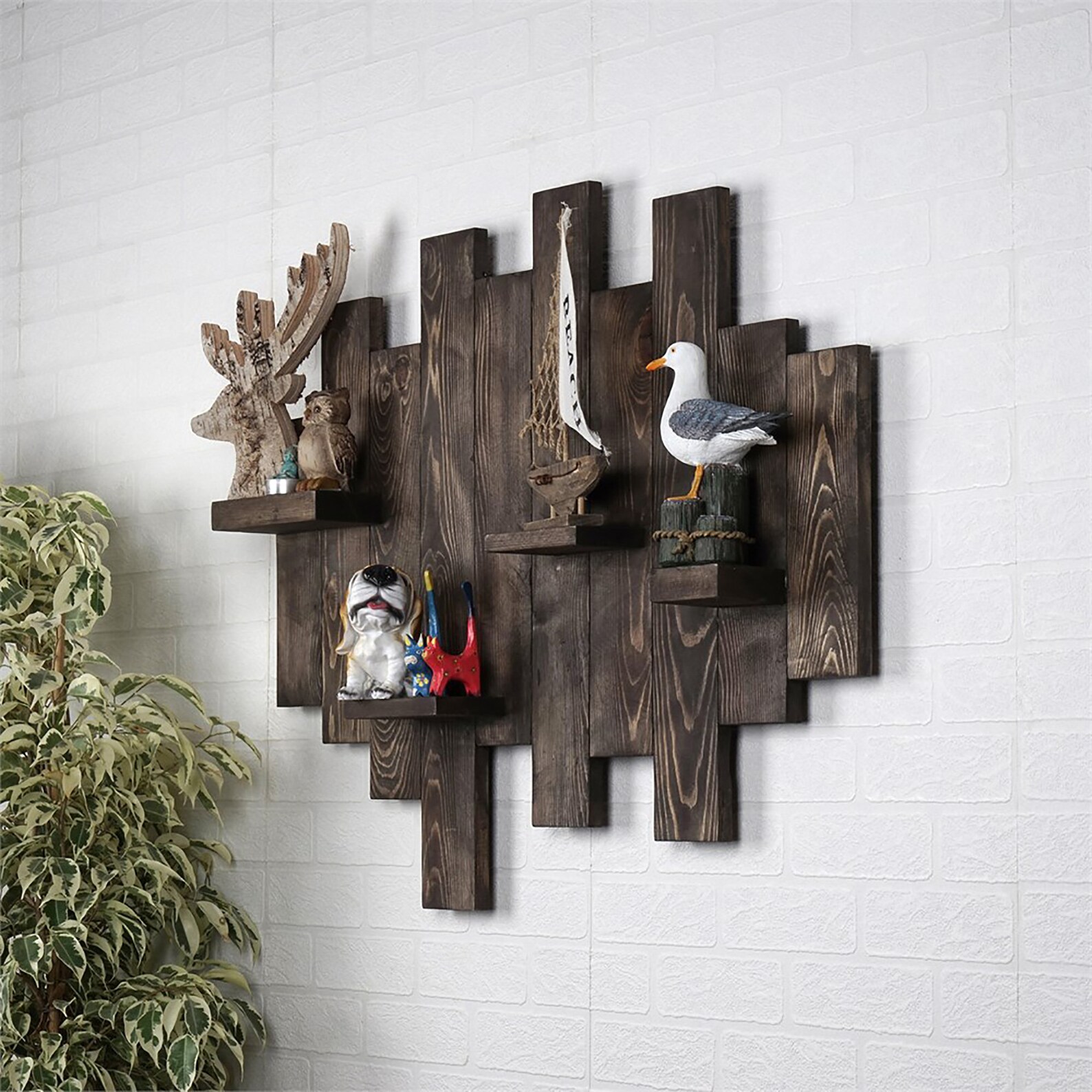 Natural Wood Wall Shelf / Flower Shelf / Farmhose Decor Etsy