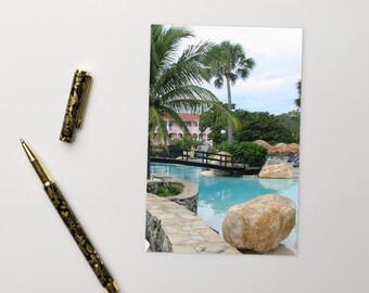 Postcard, Poolside Tropical, Standard Postcard, Wall Poster, Wall Decor, 4x6 Print, Palm Tree Poster, Wall Art, Caribbean Art