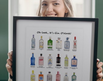 Gin Digital Print, Gin Wall Art 2, Digital Print Gift , Gin Poster, Gin Illustration, Wall Decor, Gin Gift