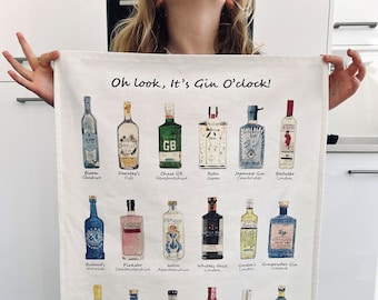 Gin Tea Towel II, XL Size Gin Kitchen Towel, Gin Gift, Tea Towel, Cotton Towel, Dish Towel, Gin Gift, Gin Tea Towel