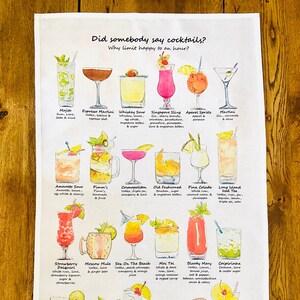 Xmas Cocktail Tea Towel, XL Size, Cocktail gift, Christmas Cocktail gift, Fun Tea Towel, Cocktail lovers gift, Cocktail present, bar gifts 画像 3