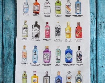 Xmas Gin Lovers Tea Towel, XL size Gin tea towel, Xmas gin gift, Christmas gin gift, gin gift, Xmas cocktail gift, Christmas gin lover, gin