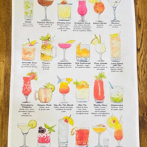 Xmas Cocktail Tea Towel, XL Size, Cocktail gift, Christmas Cocktail gift, Fun Tea Towel, Cocktail lovers gift, Cocktail present, bar gifts image 6