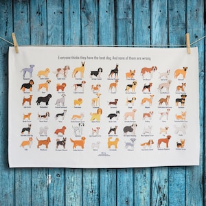 Pet Tea Towel, Dog Tea Towel, Dogs gift, Dog breeds gift, Dog Lover, Kitchen Towel, Fun Tea Towel, Animal Print Dish Towel, Pet Gift