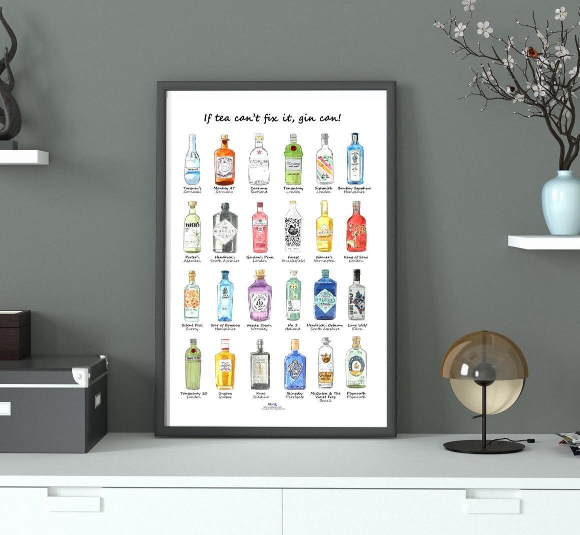 Gin Wall Art Gin Poster Gin Gift Wall Art Art Print Gin Etsy