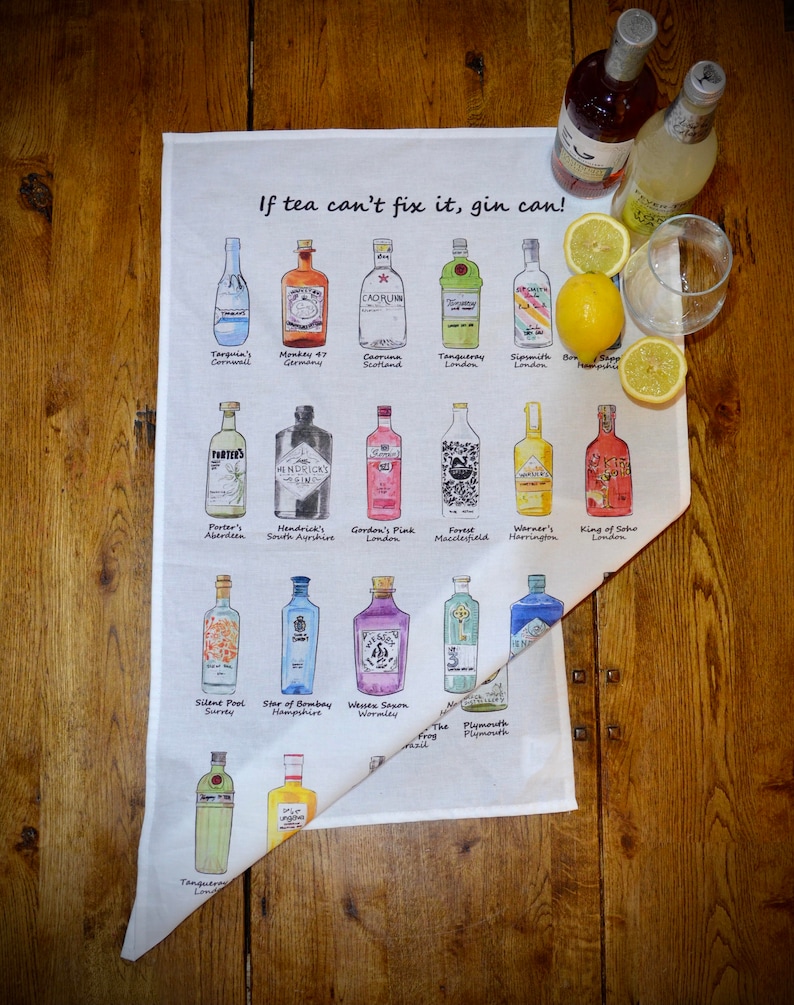 Xmas Gin Lovers Tea Towel, XL size Gin tea towel, Xmas gin gift, Christmas gin gift, gin gift, Xmas cocktail gift, Christmas gin lover, gin image 4