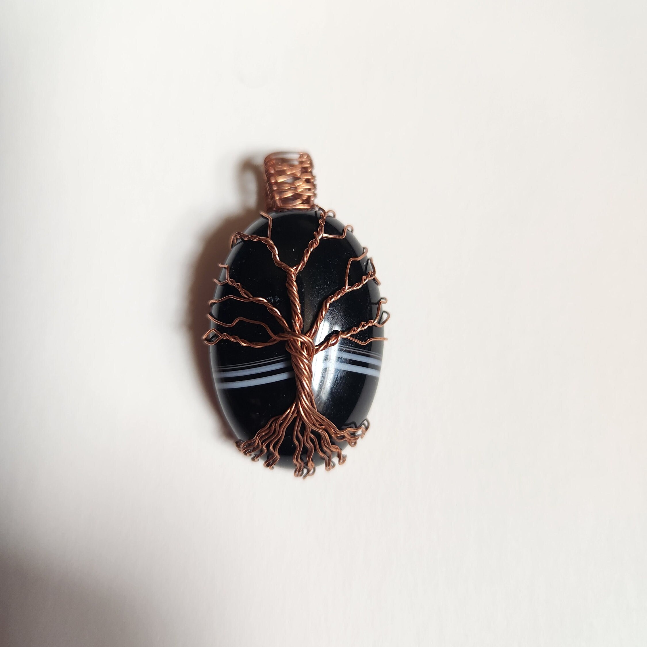 Banded Agate Tree of Life Pendant - Etsy