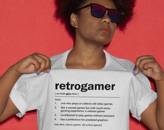 Retrogamer Definition | Funny Retro Gaming Tshirt | Classic Gaming T shirt | Geeky Gamer Tees | Video Game T-Shirt for Retro Games Lovers