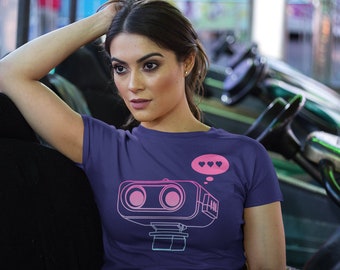Robot Loves You | Minimalist 8-Bit NES Robot | Cute Retro Gaming Tshirt | Geeky Gamer Tees | Retro Video Game T-Shirt for Geeks | Gamer Girl