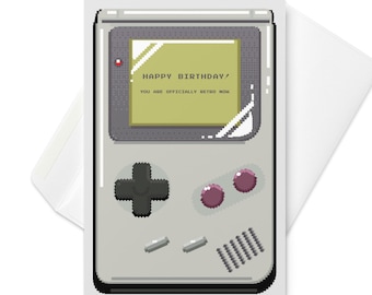 Tarjeta de cumpleaños para juegos retro, tarjeta de cumpleaños portátil para juegos pixelada de 8 bits para jugadores clásicos, tarjeta de videojuegos para marido novio jugador