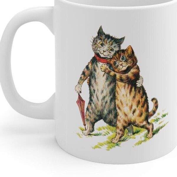 Sweet Cat Couple | Valentine's Day Gift for Cat Lovers | Valentines Gift for Cat Owner Cat Dad Cat Mom | Cute Cats Coffee Mug by Louis Wain