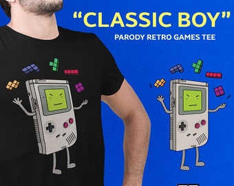 Classic Boy gaming tshirt, Retro gamer tee, Classic game boy guy shirt, Funny gamer tshirt, Japanese gaming culture graphic tee, Geeky gifts