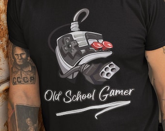 Old School Gamer | Retro Gaming Tshirts | Classic Gaming T shirts | Geeky Gamer Tees | Video Game T-Shirts for Retro Gamers | NES Controller
