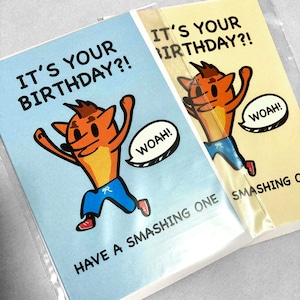 Bandicoot fofo Uau! Cartão de aniversário incrível para jogadores de vídeo, fãs de bandicoot e videogame, cartão de aniversário de jogos para crianças, adolescentes e adultos