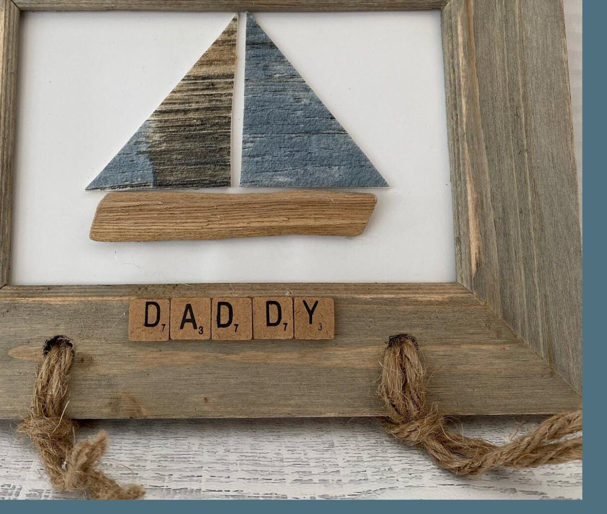 Personalised Rustic Wooden Boat Wall Art Gift for Dad Sailing