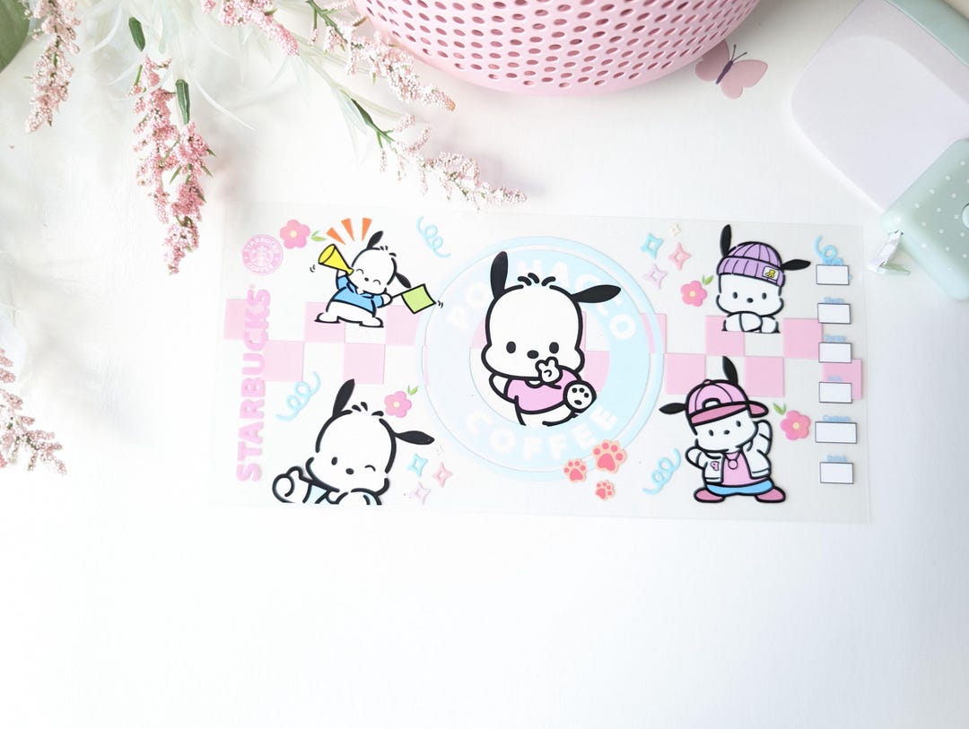 Pochacco Hello Kitty UV DTF Transfers Double Print Ready to Apply Uv Dtf 16 Oz Cup Wrap ...