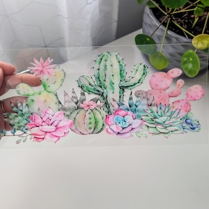 Succulents UV DTF adhesive cup wrap for 16oz glass cup size Premium Uv dtf Starbucks wrap/Uv Dtf Can /Uv Dtf Wrap Decal image 1