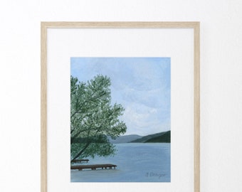 Art Print of Landscape Acrylic Painting, "View From the Lake House" in Finger Lakes, NY