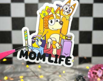 Mom Life Vinyl Sticker For Water Bottles, Laptops, Kindles & Notebooks, Bluey Mom Sticker, Hydroflask, Mother’s Day, Decorative, Drinkware