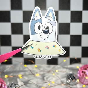 Bluey Muffin Cone Glitter Sticker For Water Bottles, Laptops, Kindles & Notebooks, Muffn Sticker, Hydroflask, Decorative Sticker