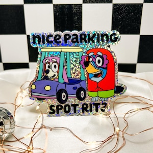 Bluey Nice Parking Spot Rita (Grannies) Glitter Sticker For Car Windows, Rita And Janet, Car Windshield, Car Accessory, Funny Car Decal