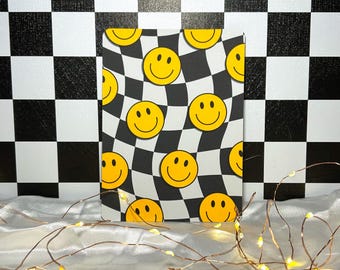 Checkered Smiley Kindle Insert For Clear Cases, Ereader Accessory, Kindle Lover, Retro, Happy Girl, Checkered Print, Cute Insert For Kindle