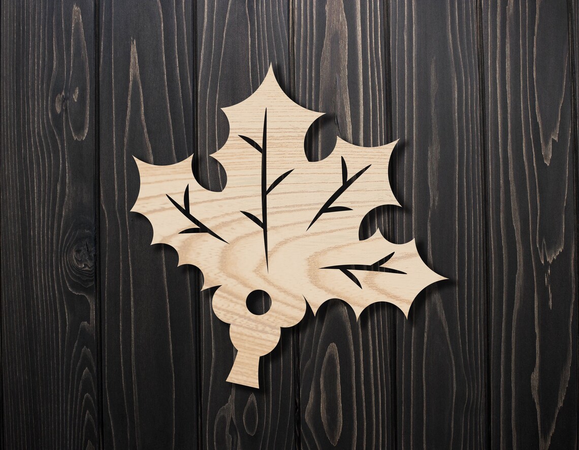 Holly wood cutout Multiple Sizes Laser Cut Holly leaf Etsy