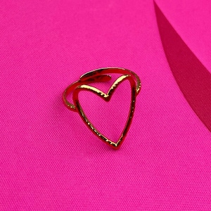 Gold AMORE HERZRING | Verstellbarer Edelstahl - Herzring - Goldring - Sommerschmuck Schmuckring Goldherz