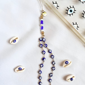 Lucky eye blue stainless steel phone charm - Phone chain charm - Phone strap - Good luck charm