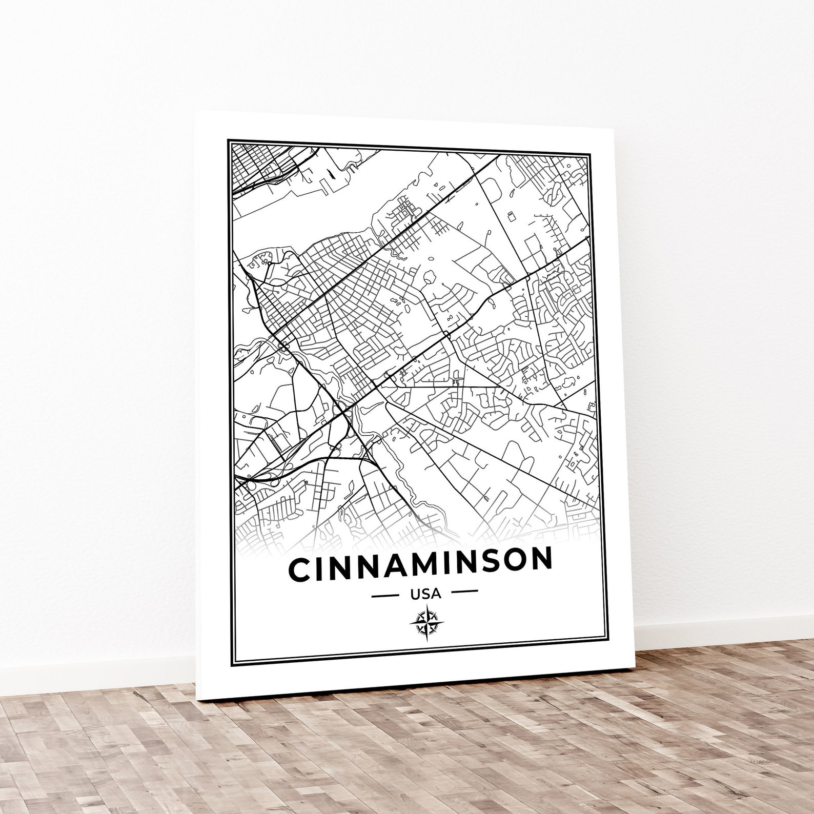 Cinnaminson Map Print Poster Canvas Map of Cinnaminson New Etsy