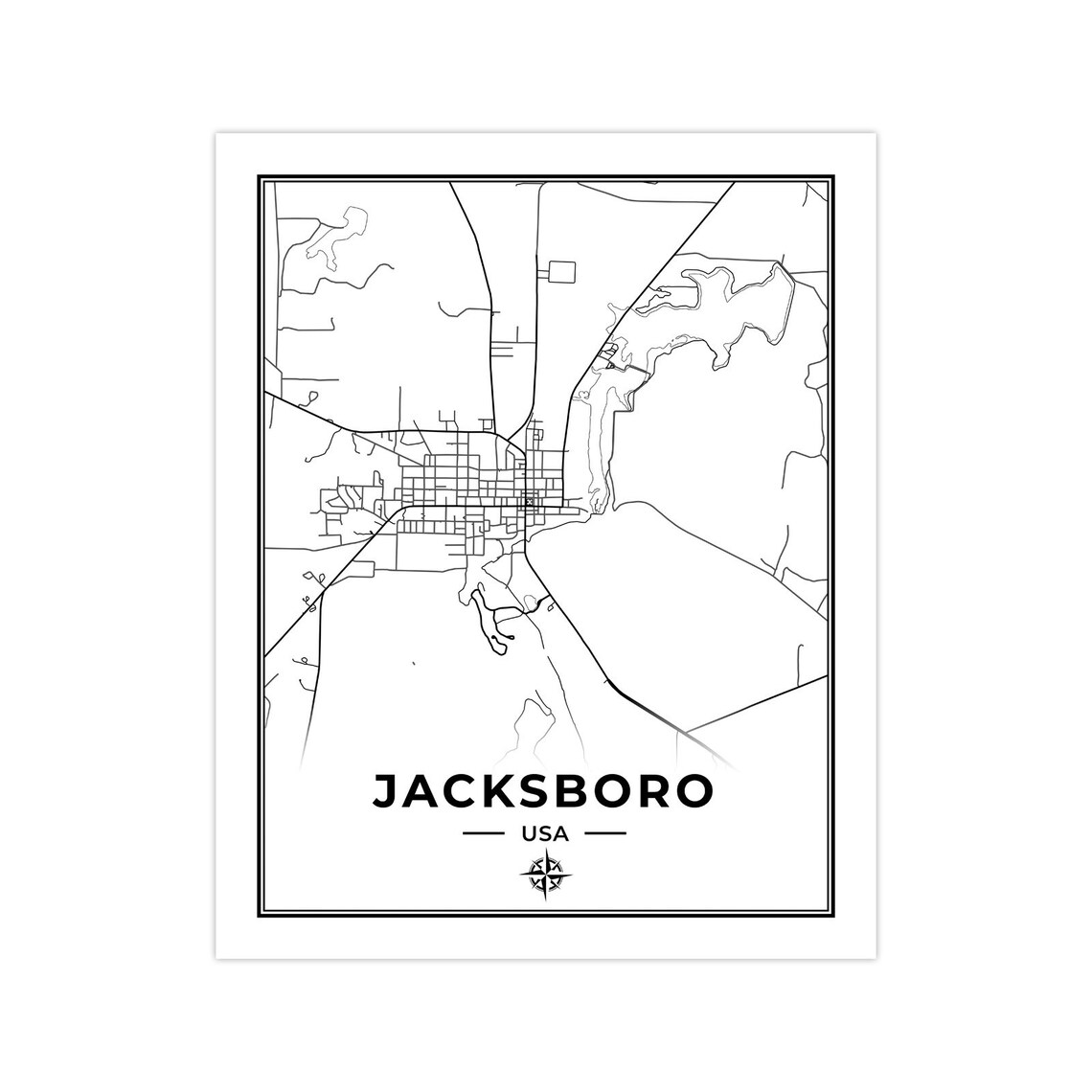 Jacksboro Map Print Poster Canvas Map of Jacksboro Texas Etsy