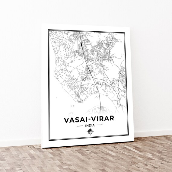 Vasai Map Print Poster Canvas Map of Vasai India Etsy