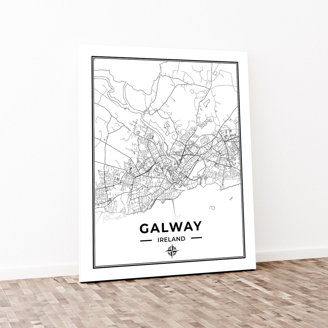 Galway Map Print Poster Canvas Map of Galway Ireland Etsy