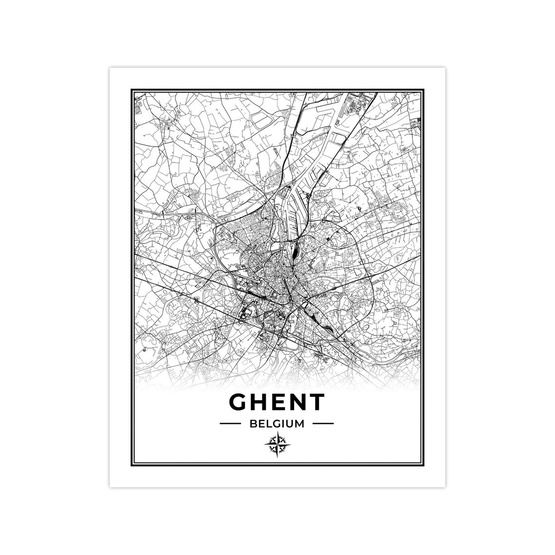Ghent Map Print Poster Canvas Map of Ghent Belgium | Etsy