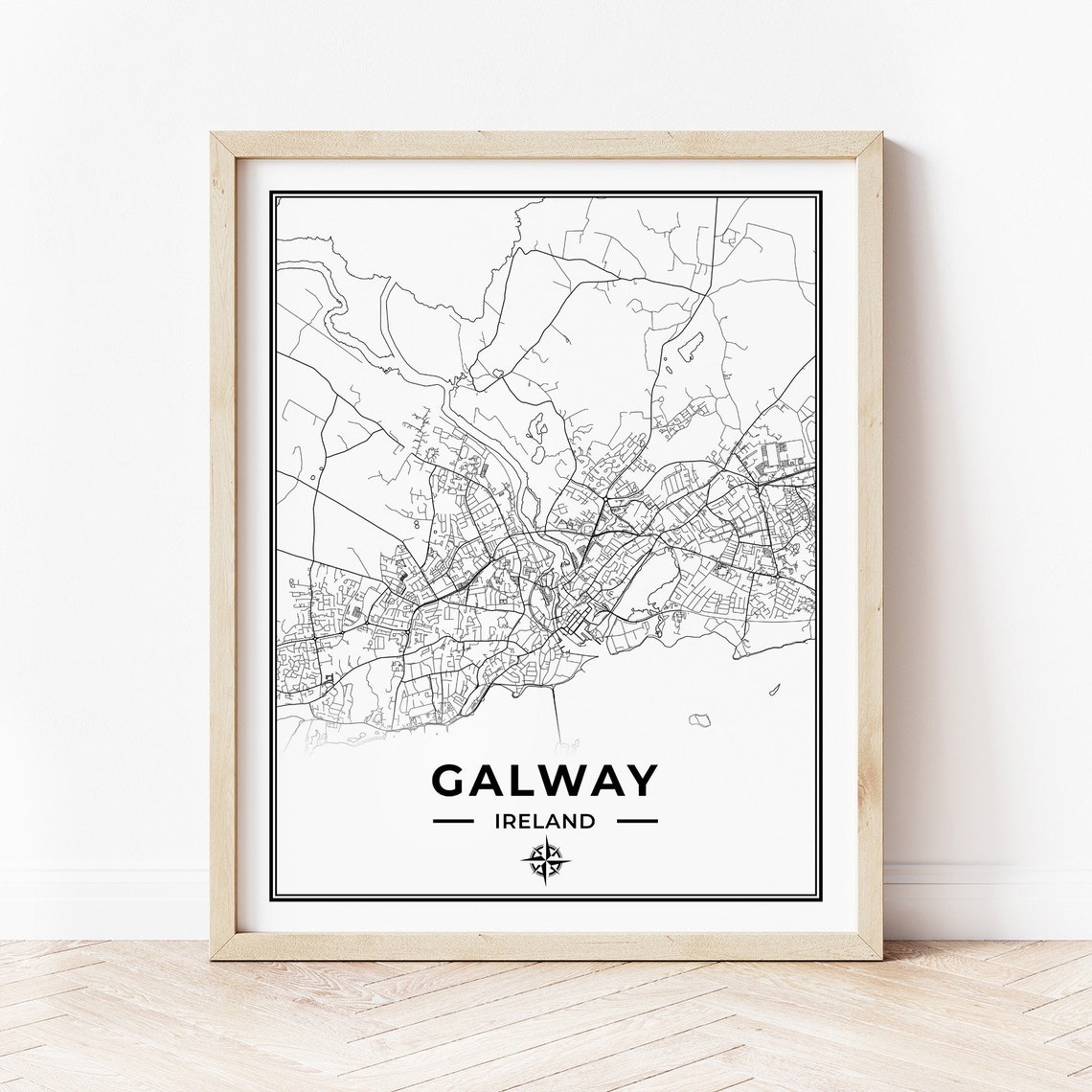 Galway Map Print Poster Canvas Map of Galway Ireland Etsy