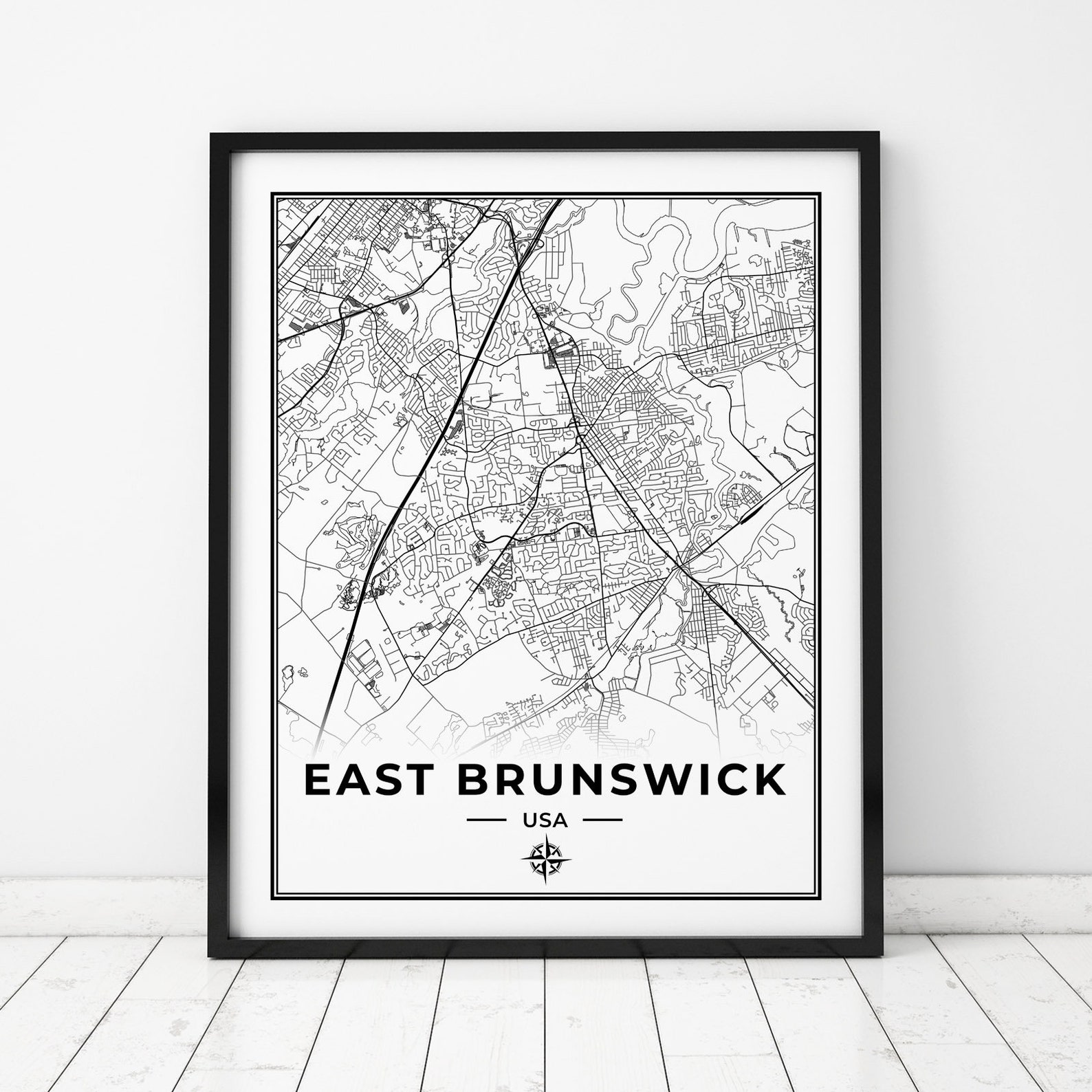 East Brunswick Map Print Poster Canvas Map of East Brunswick Etsy