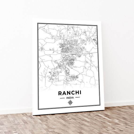 Ranchi Map Print Poster Canvas Map of Ranchi India Etsy