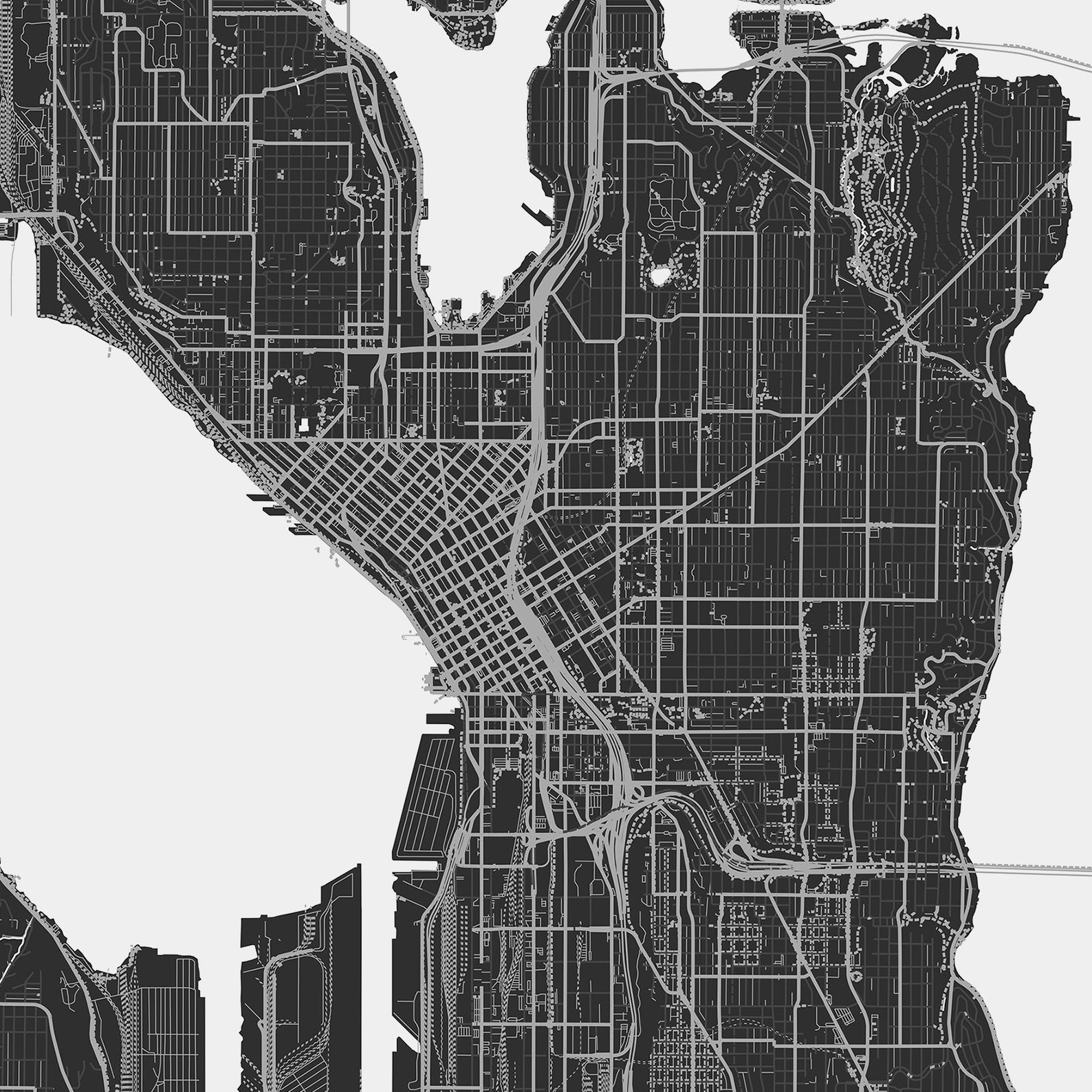 Seattle Map Print Poster Canvas Map of Seattle | Etsy