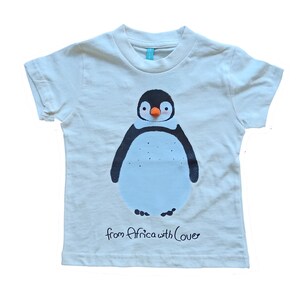 Penguin Graphic Kids&#39; Tee - 100% Combed-Cotton Handmade Children’s T-Shirt – Eco Friendly, Creative Graphic Tee for Kids