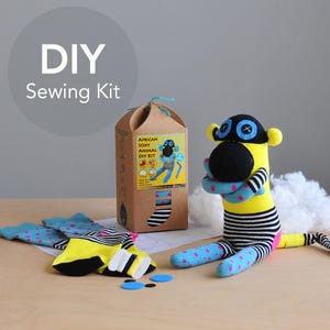 Monkey Plush DIY Sock Craft Kit | Soft Toy Sewing Pattern & Instructions | Stuffed Safari Animal | Kids Birthday Gift | Handmade Plush