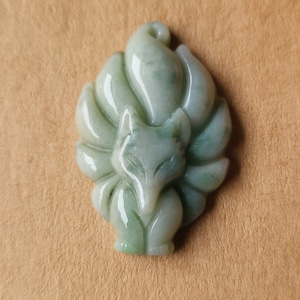 Certified Burmese Jade Fox Necklace, 9 tale, Crystal Necklace, Myanmar, Healing Necklace, Jadeite Jade pendant, Crystal Gift, Jade Necklace