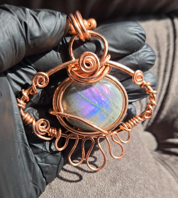 Good Eye Guardian Protection • Purple Labradorite Necklace • Heartfelt Gift • Healing Crystals • Copper Necklace