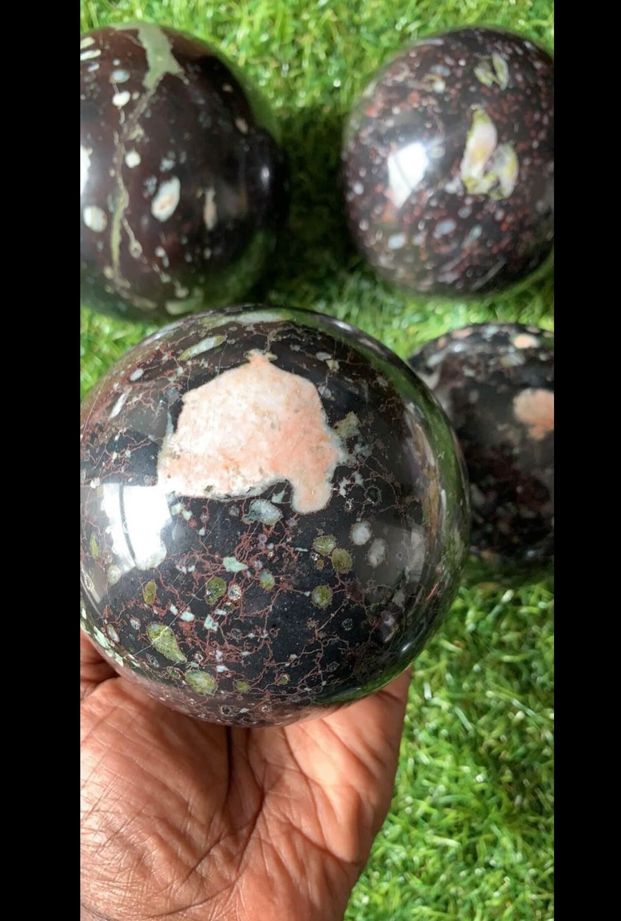 3-4lbs XL Natural Plum Blossom Jasper Crystal Sphere, Gift