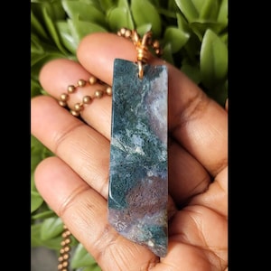 2&quot;+ Moss Agate Necklace, Healing Crystal Necklace, Gift for her or him, Moss Agate Necklace, Crystal Stone Gifts, Gemstone Agate Jewelry