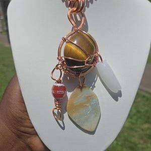 Charm Necklace • Dreamcatcher • Chakra Crystal Multi Gemstone Necklace / Healing Crystal Necklace / Copper Wire wrapped Jewelry Gift Her